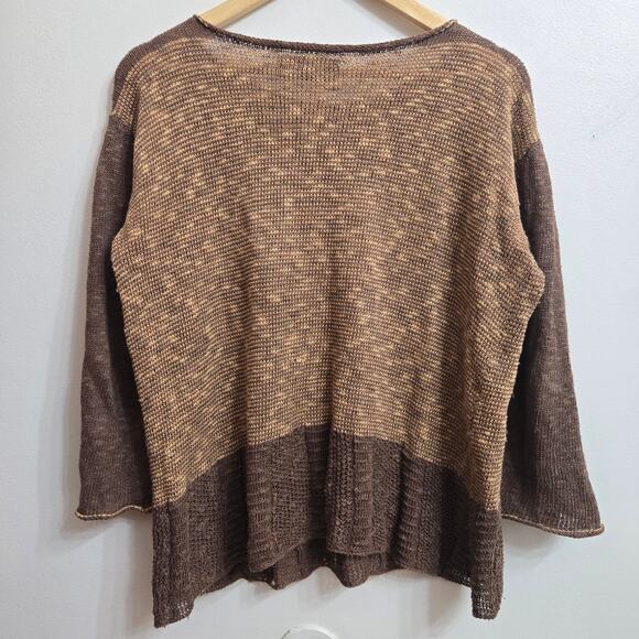 Bill Baber Handmade Scotland Womens 2-Tone Brown Open Knit Wool Knit Sweater M - Picture 6 of 10